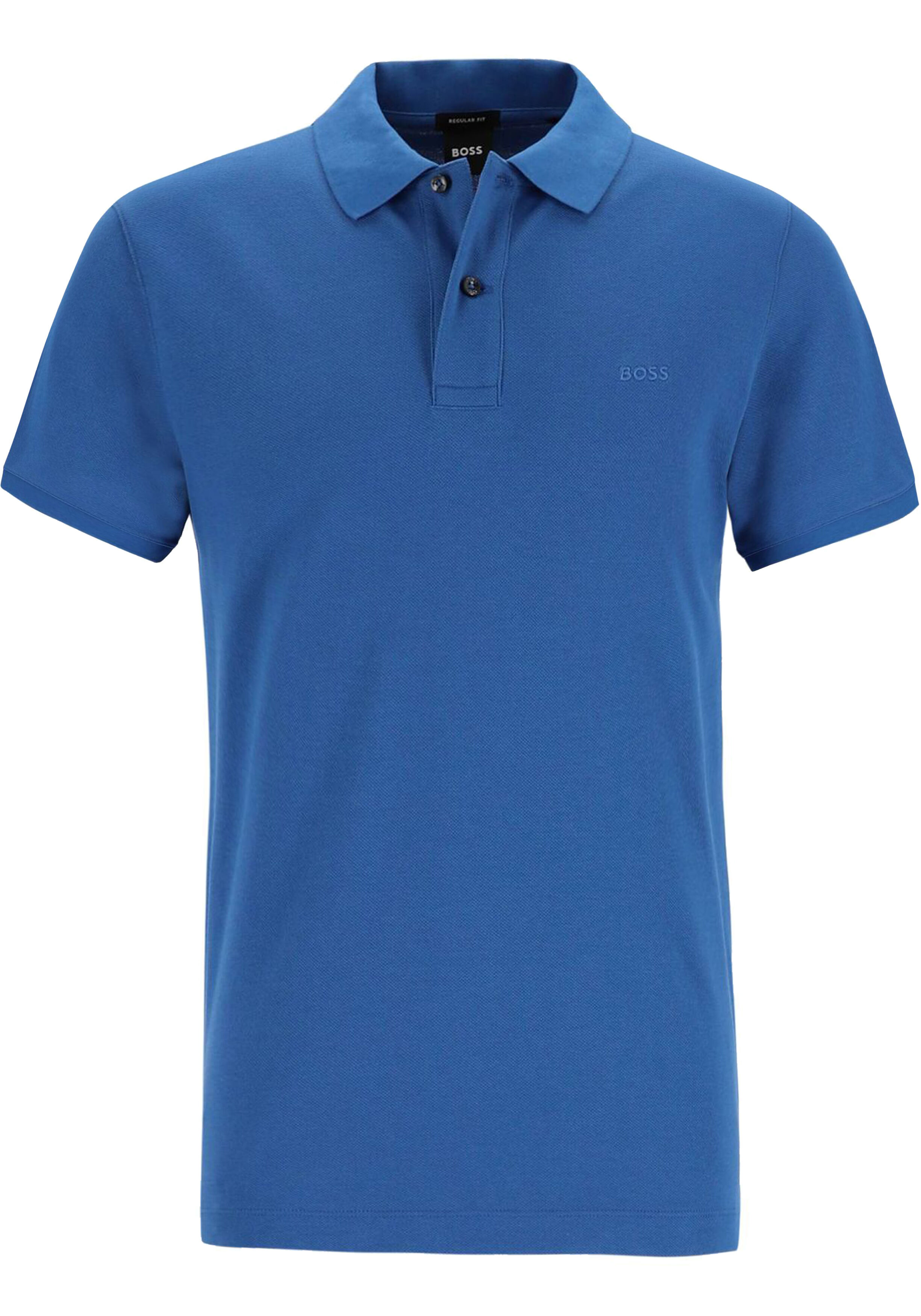 BOSS Pallas regular fit polo, pique, middenblauw